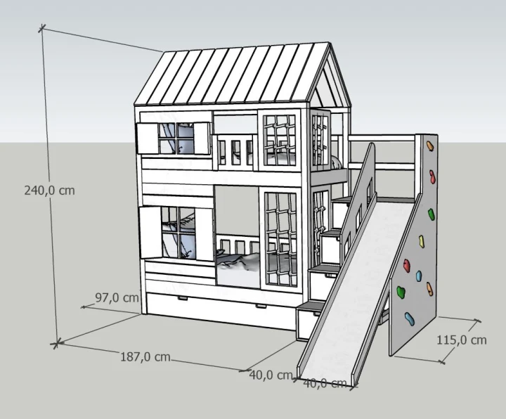 Wymiary łóżka piętrowego 90x180 cm