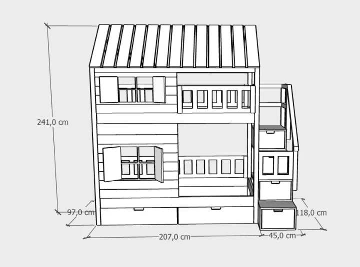 Wymiary łóżka piętrowego ze schodami 90x200