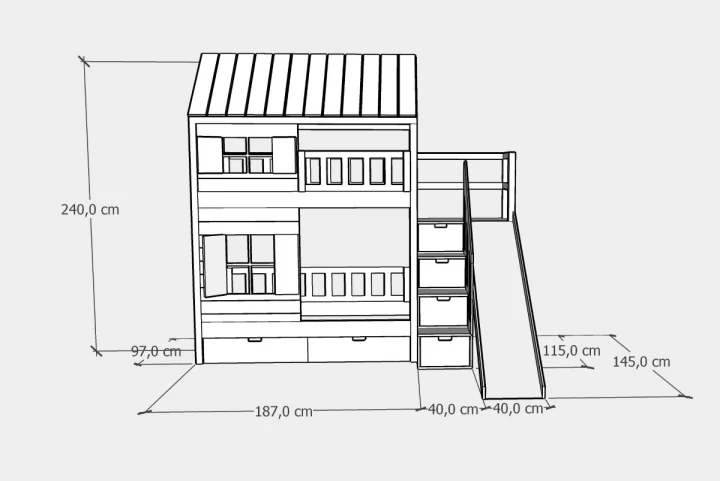 Łóżko piętrowe 90x180 wymiary