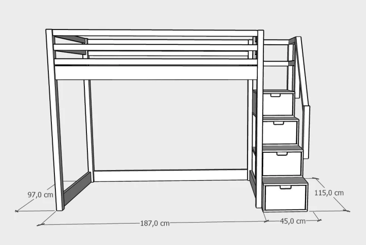 antresola łóżko młodzieżowe 90x180