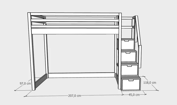 antresola łóżko młodzieżowe 90x200