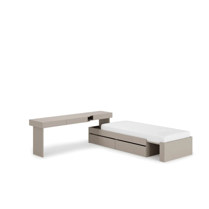 Łóżko z biurkiem WOOW lewe – zestaw 2 w 1 do małego pokoju młodzieżowego