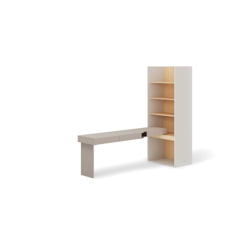 Biurko z regałem WOOW jasny dąb – nowoczesne meble młodzieżowe do małego pokoju, wersja lewa