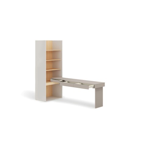 Biurko z regałem WOOW jasny dąb – nowoczesne meble młodzieżowe do małego pokoju, wersja prawa