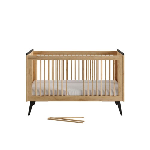 Łóżeczko dla dziecka z funkcją tapczanika i wyjmowanymi szczebelkami Retro 140x70