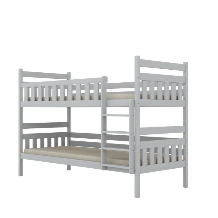 łóżko piętrowe Lumo z drabinką – solidne łóżko z drewna sosnowego