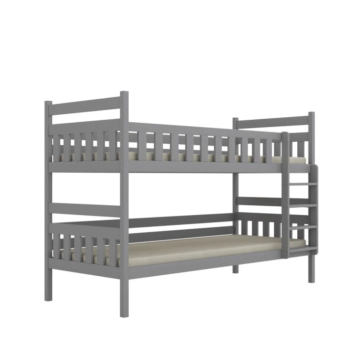 łóżko piętrowe Lumo szare – drewniane łóżko młodzieżowe z barierką