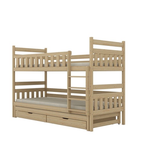 łóżko piętrowe trzyosobowe Lumo z szufladami