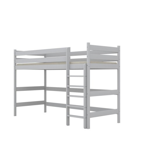 łóżko na antresoli Nubo-2 z drabinką z przodu w kolorze białym