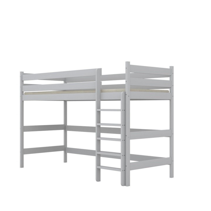 łóżko na antresoli Nubo-2 z drabinką z przodu w kolorze białym