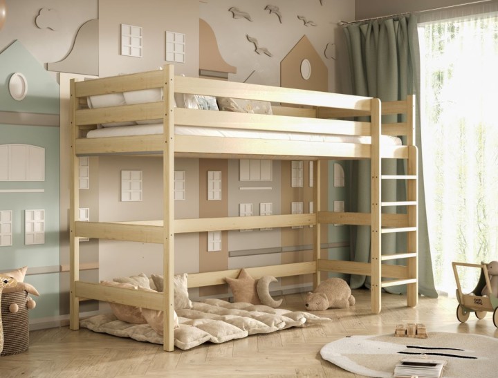 drewniane łóżko młodzieżowe Nubo-2 ustawione pokoju dziecka