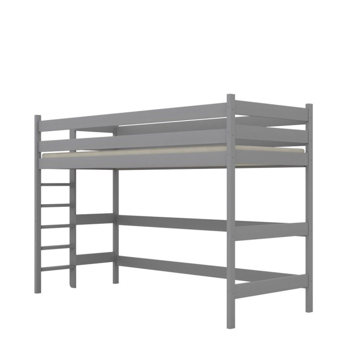 łóżko na antresoli Nubo z drabinką z boku w kolorze szarym