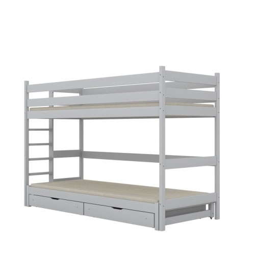 łóżko na antresoli z dodatkowym spaniem i szufladami Nubo w kolorze białym