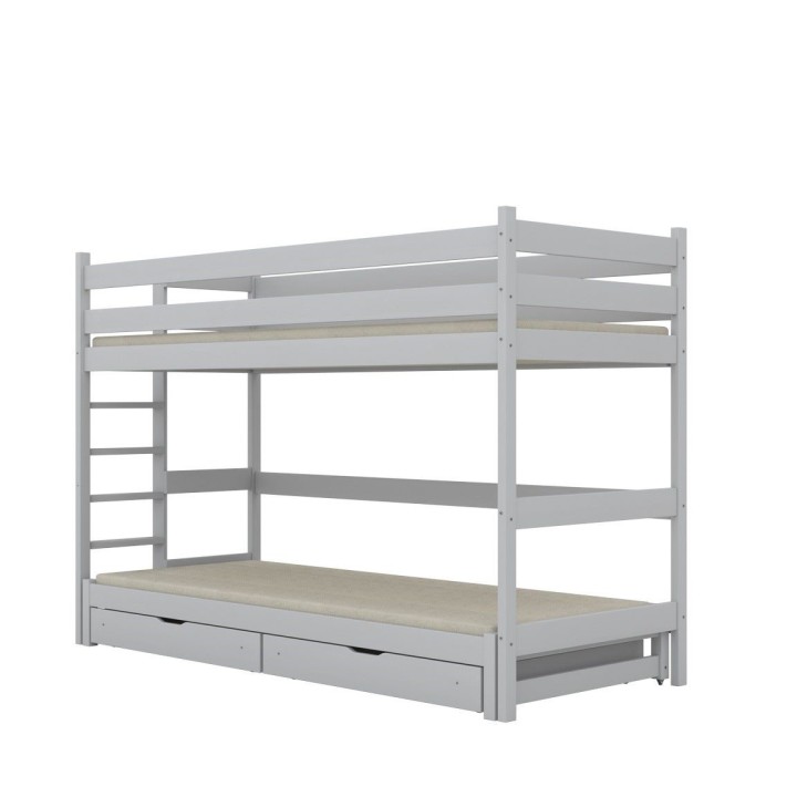 łóżko na antresoli z dodatkowym spaniem i szufladami Nubo w kolorze białym