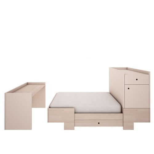 Łóżko 3w1 Smart w rozłożonej formie – łóżko dziecięce, biurko i szafka w stylu skandynawskim