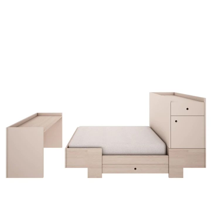 Łóżko 3w1 Smart w rozłożonej formie – łóżko dziecięce, biurko i szafka w stylu skandynawskim