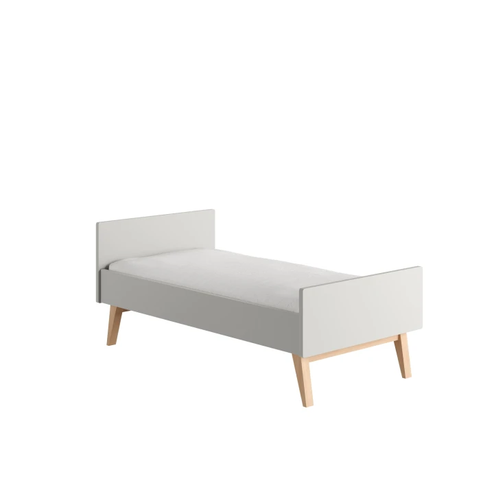 łóżeczko Swing szary w stylu skandynawskim w ersji tapczanika