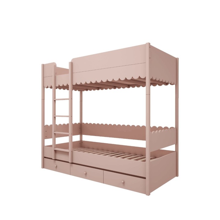 łóżko piętrowe Babushka róż naturalny w pokoju dziewczynek