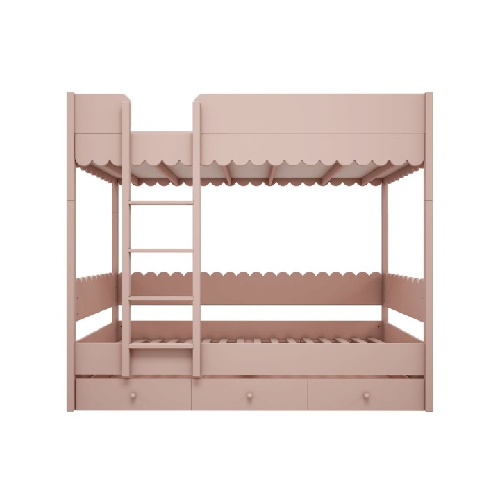 łóżko piętrowe z szufladą Babushka róż naturalny