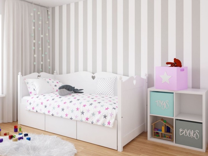 Klasyczne łóżko dla dziewczynki Bella z serduszkiem