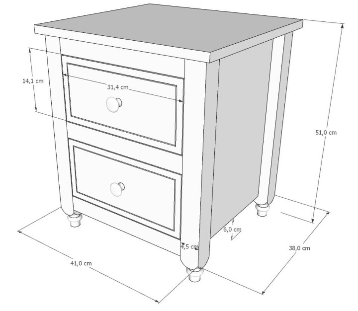 wymiary szafki nocnej Bella