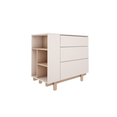 Komoda dziecięca biała Basic z regałem po lewej stronie