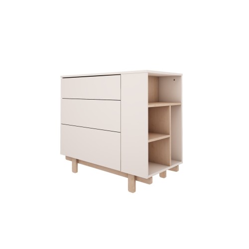 Komoda dziecięca biała Basic z regałem po prawej stronie