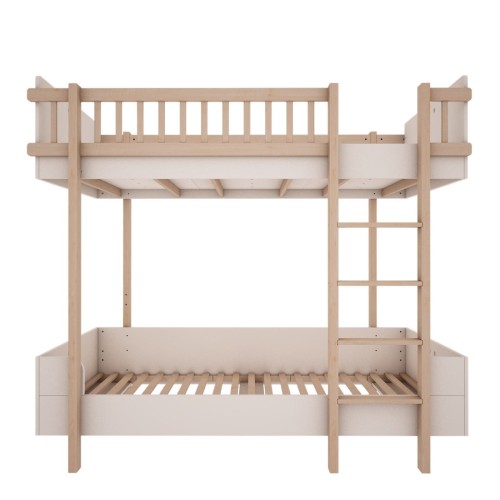 Łóżko piętrowe dla dzieci biel i buk