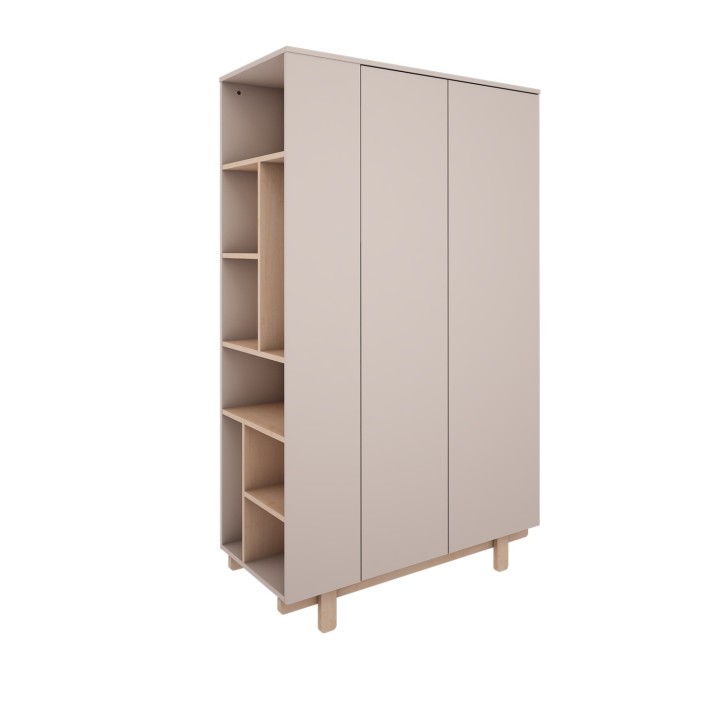 Szafa Basic kaszmir z bocznym regałem po lewej stronie