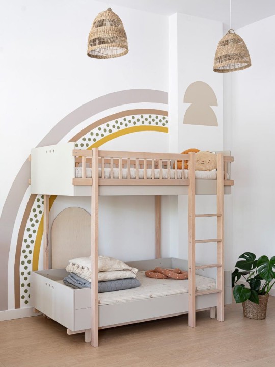 Bezpieczne łóżko piętrowe do pokoju dziecka Basic kaszmir