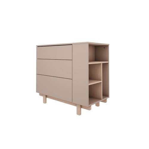 Komoda dziecięca Basic trufla z regałem po prawej stronie