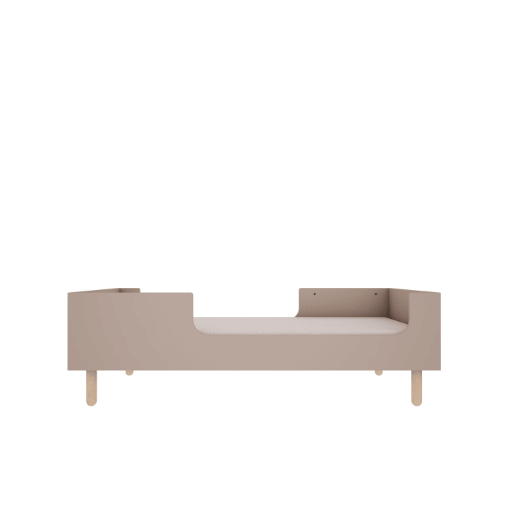 Bezpieczne łóżeczko dziecięce EN716 w kolorze trufla przekształcone w tapczanik