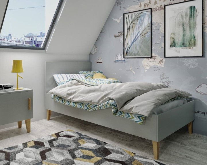 łóżko Kubi szare do pokoju dziecka 180×80 cm