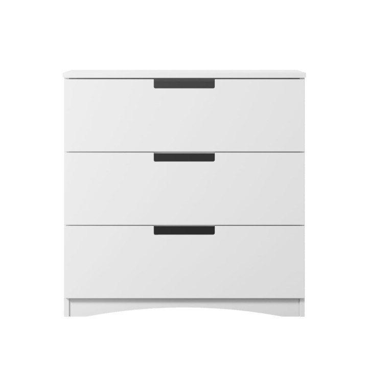 Komoda młodzieżowa Classic biała z trzema szufladami - front