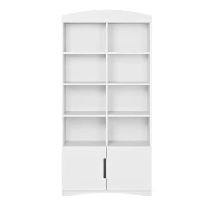 Regał szeroki Classic biały z półkami i szafką, front