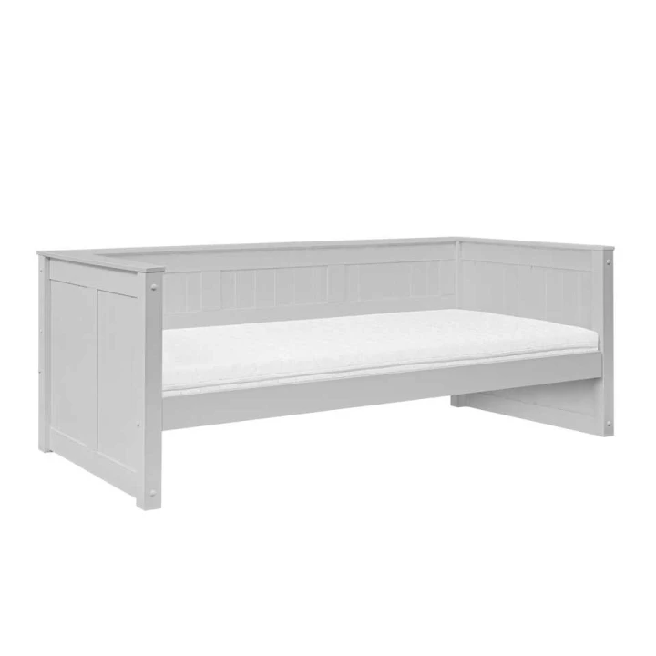 Szara sofa dla dziewczynki Collet 90x200 z frezowanymi panelami