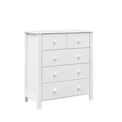 Biała komoda do pokoju dziewczynki Collet z drewnianymi uchwytami
