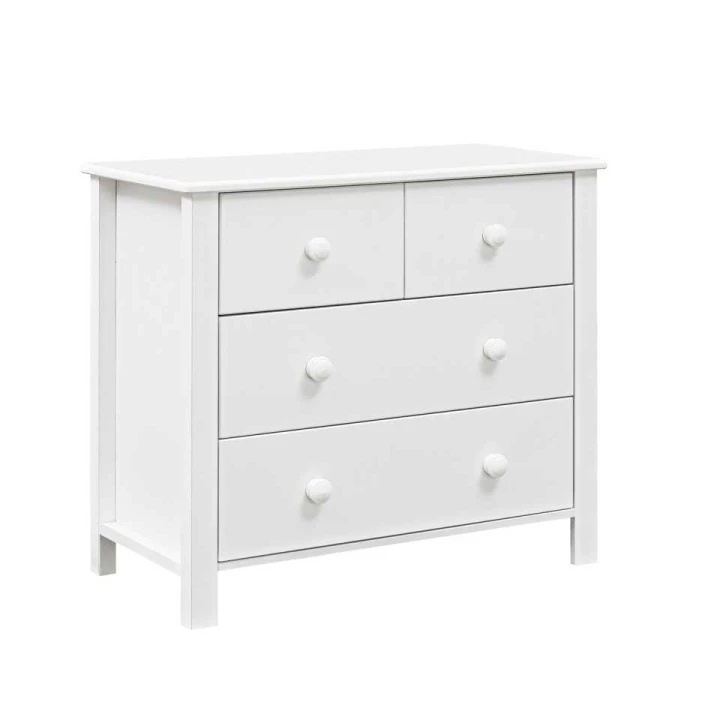 Komoda Collet z czterema szufladami w białym kolorze