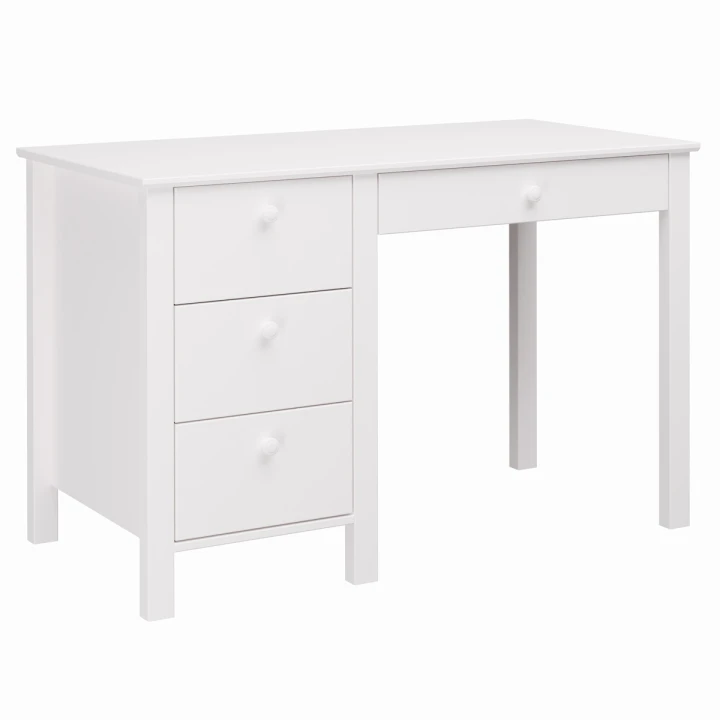 Białe biurko 4 szuflady Collet do pokoju dziewczynki