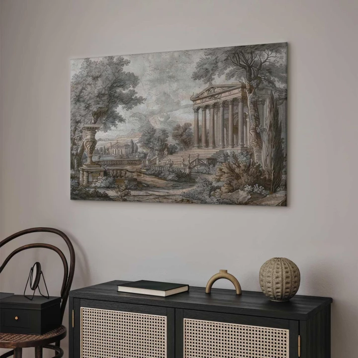 Obraz - Świątynia na wzgórzu - grecka architektura w stonowanej kolorystyce