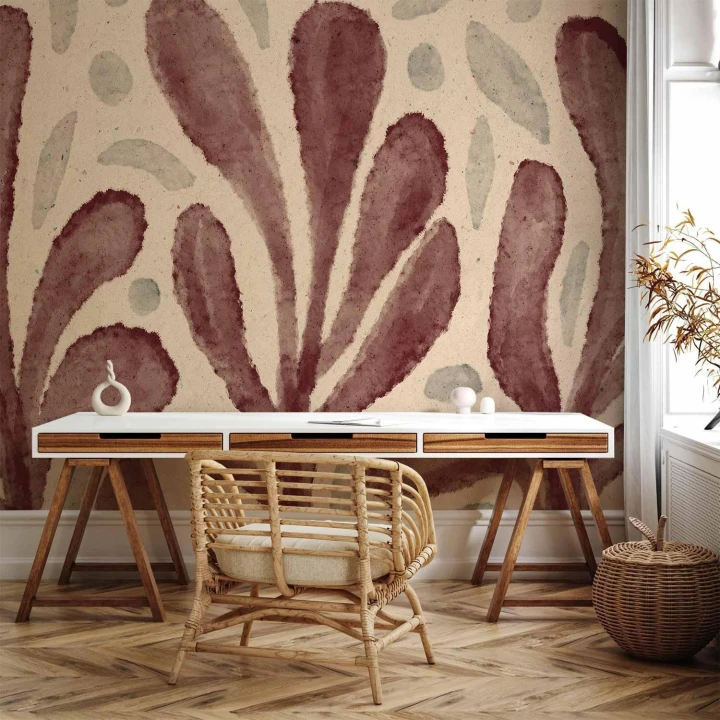 Fototapeta - Liście i plamy - duże rozedrgane kształty inspirowane Matisse
