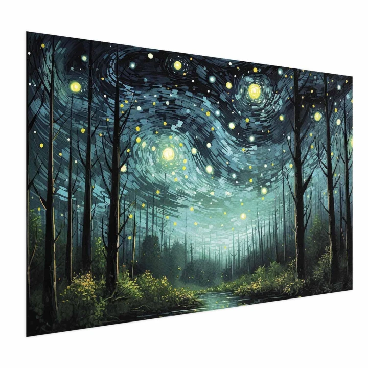 Plakat - Gwieździsta noc - współczesna wersja nocnego nieba Van Gogha