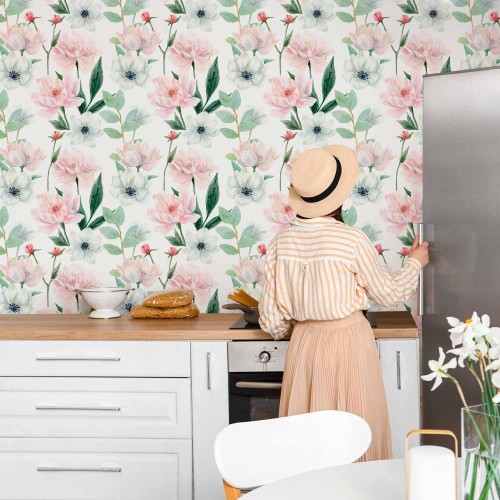 Tapeta - Piwonie na białym tle