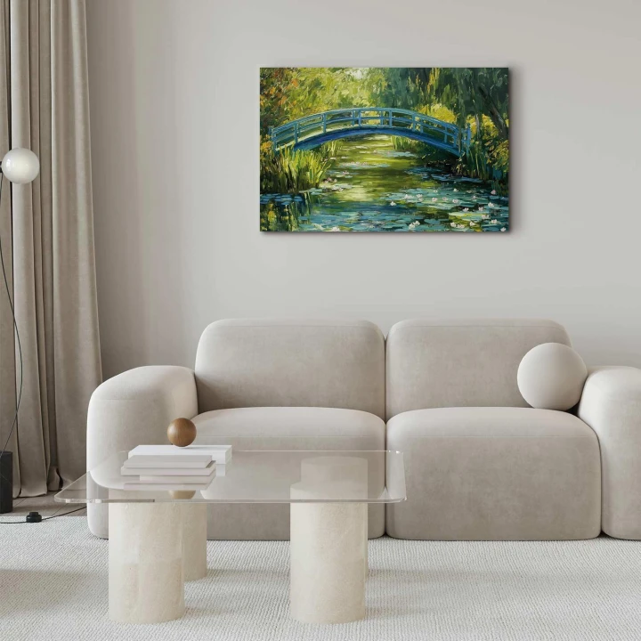 Obraz - Impresjonistyczny mostek - obraz mostu na malowniczym tle
