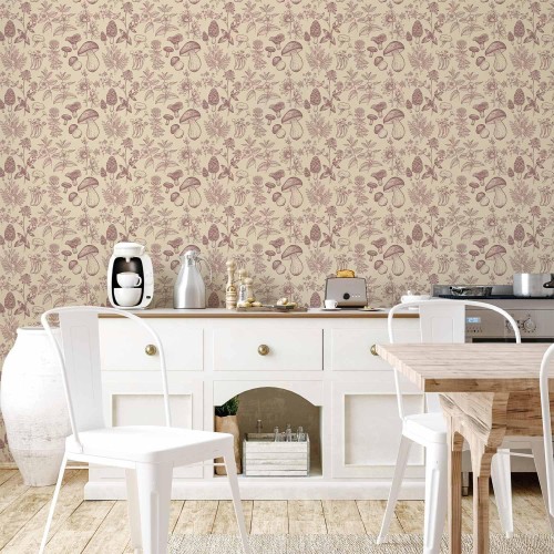 Tapeta - Beżowe grzyby i zioła