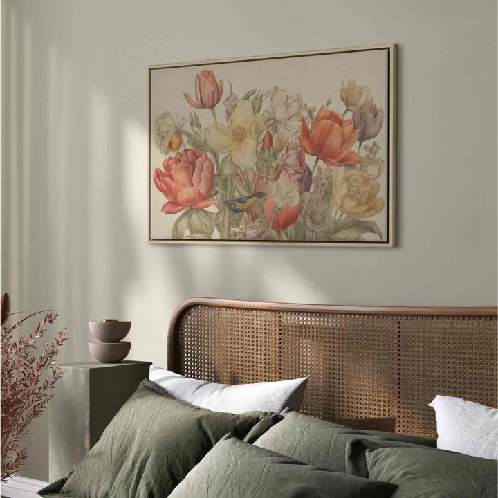 Obraz - Bukiet kwiatów na kremowym tle