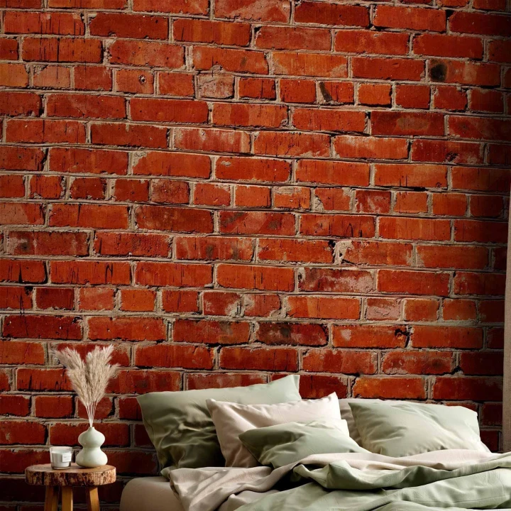 Fototapeta - Stara ściana - mur z czerwonej cegły w stylu retro