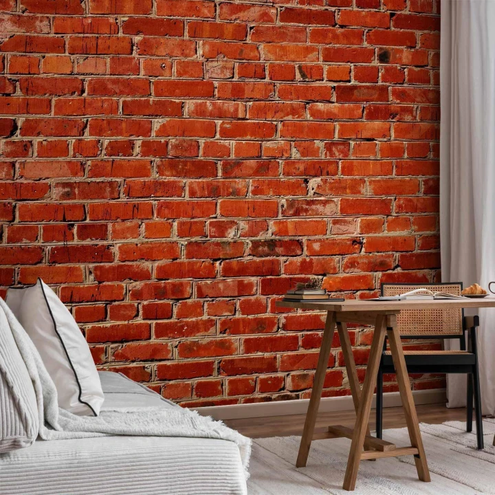 Fototapeta - Stara ściana - mur z czerwonej cegły w stylu retro