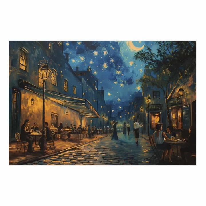 Plakat - Uliczka Paryża - obraz inspirowany stylem Vincenta van Gogha