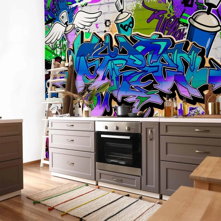 Fototapeta - Graffiti: fioletowy motyw